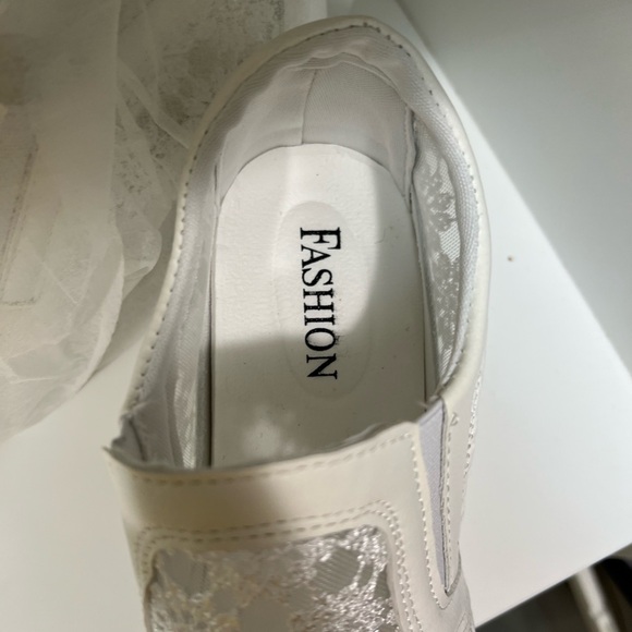 Womens Girl Lace Slip On Platform Pumps Shoes Hidden Wedge Heel Sneakers EUR 36 - Picture 5 of 6